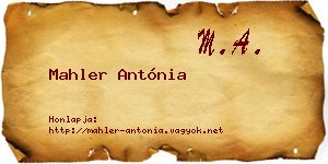 Mahler Antónia névjegykártya